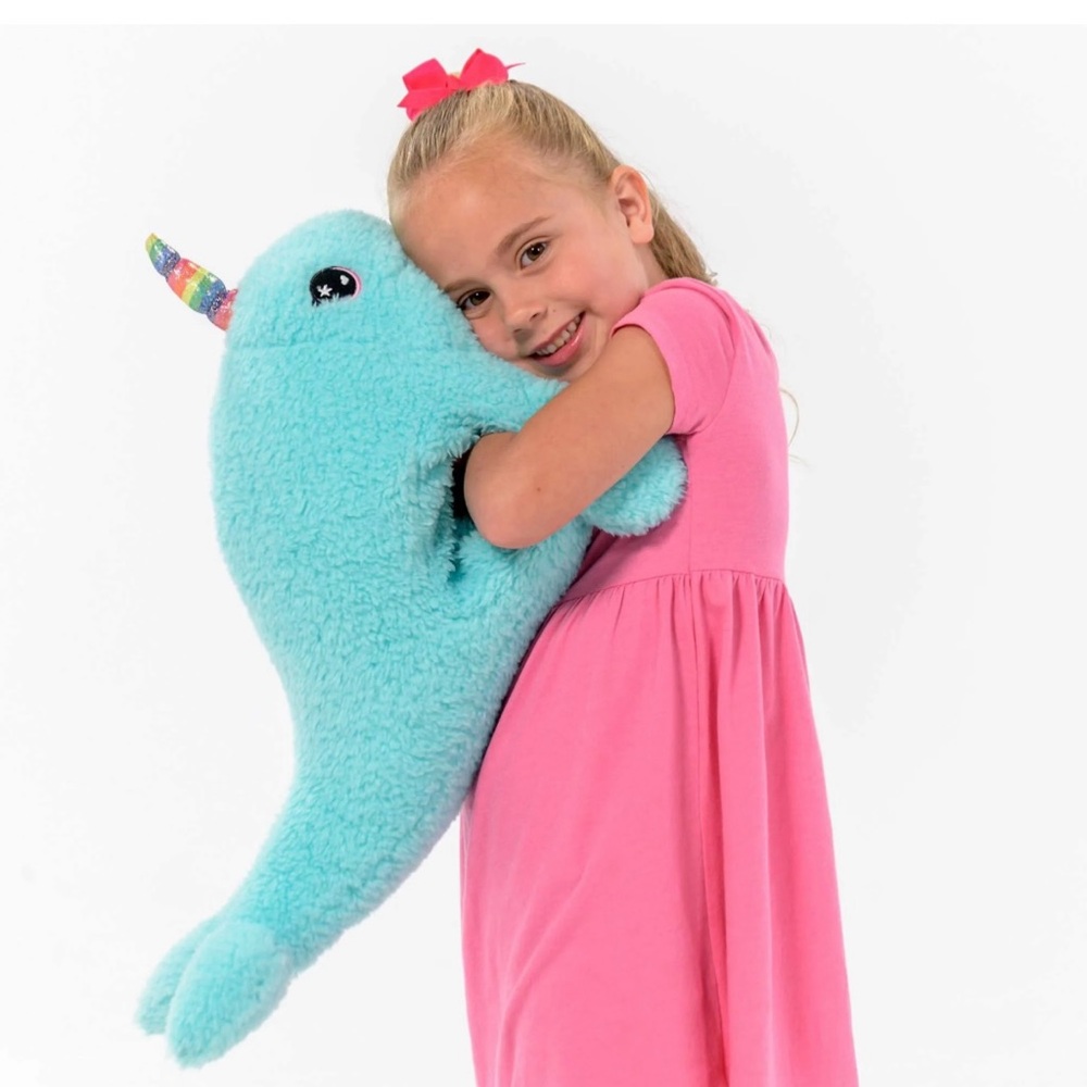 Hug-A-Pet Blue Narwhal Whale Plush Toy with Rainbow Horn - Picture 8 of 8